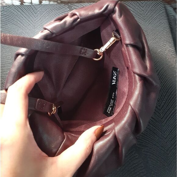 Nwot Zara Genuine Leather Burgundy Mini Bag - Picture 8 of 16